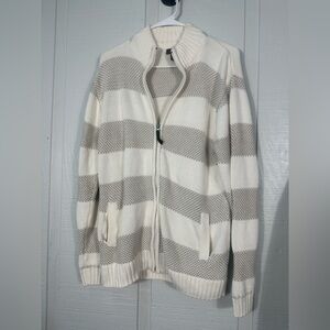 Method Gray/White Stripes Mens Zip Front Cardigan Sweater Size M EUC